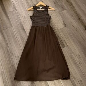 Z Supply Brown Maxi Tank Dress with Striped Bodice